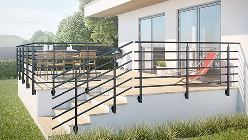 PURE aluminum banister in black on terrace  