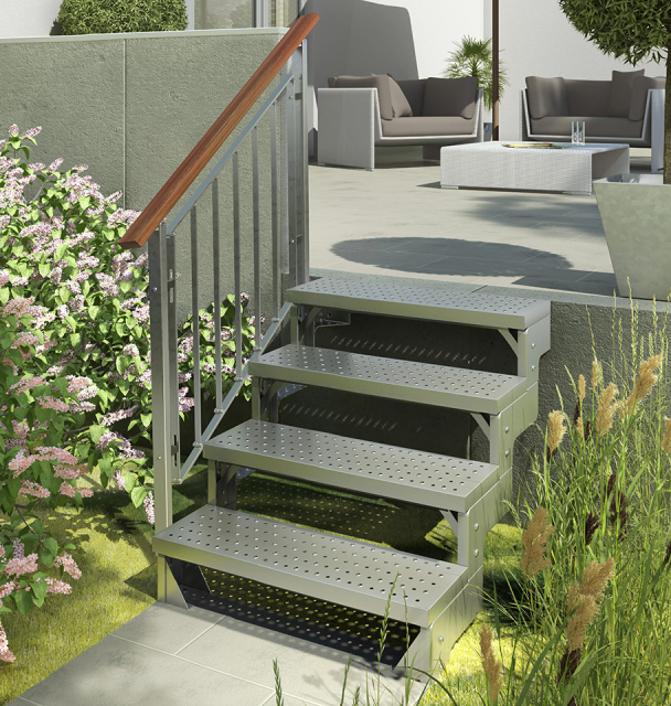 Stål trappor GARDENTOP med halksäkra steg Black