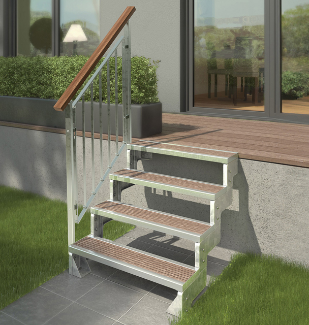 Ståltrappa GARDENTOP med steg för trä Black