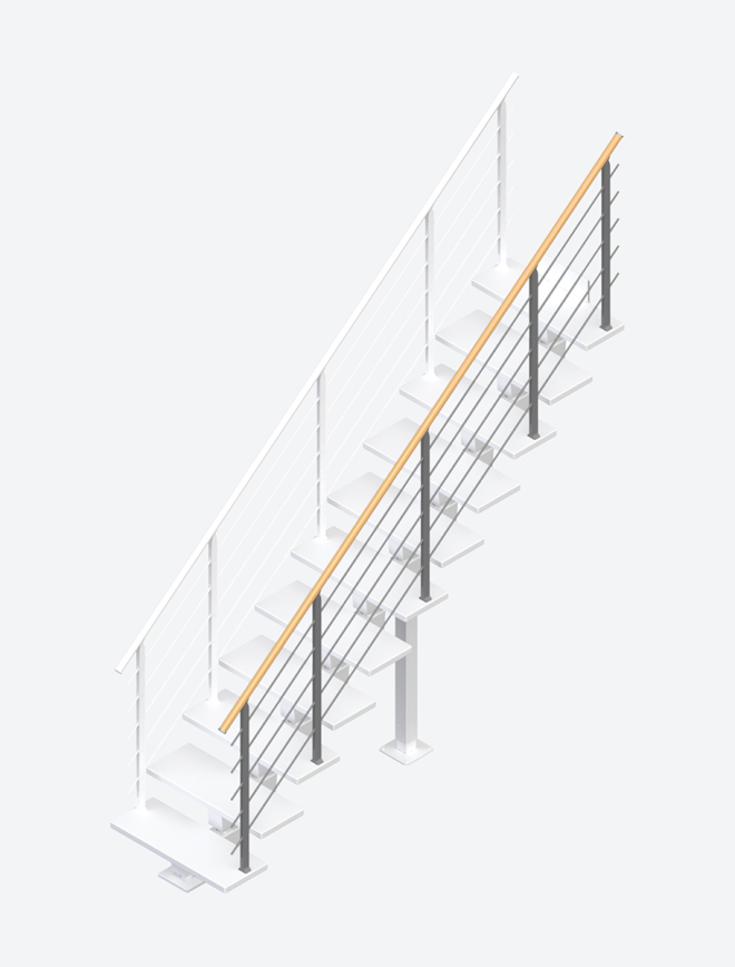 Trappräcke DUBAI DESIGN rak trappa Black, RAL 9005