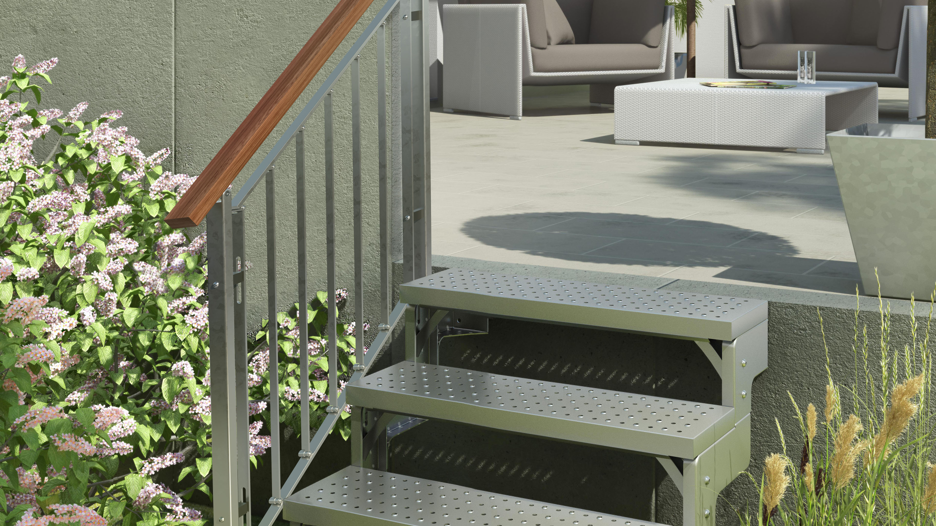 Stål trappor GARDENTOP med halksäkra steg Black