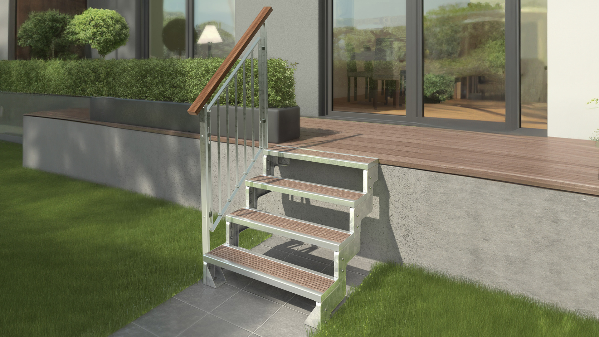 Ståltrappa GARDENTOP med steg för trä Black